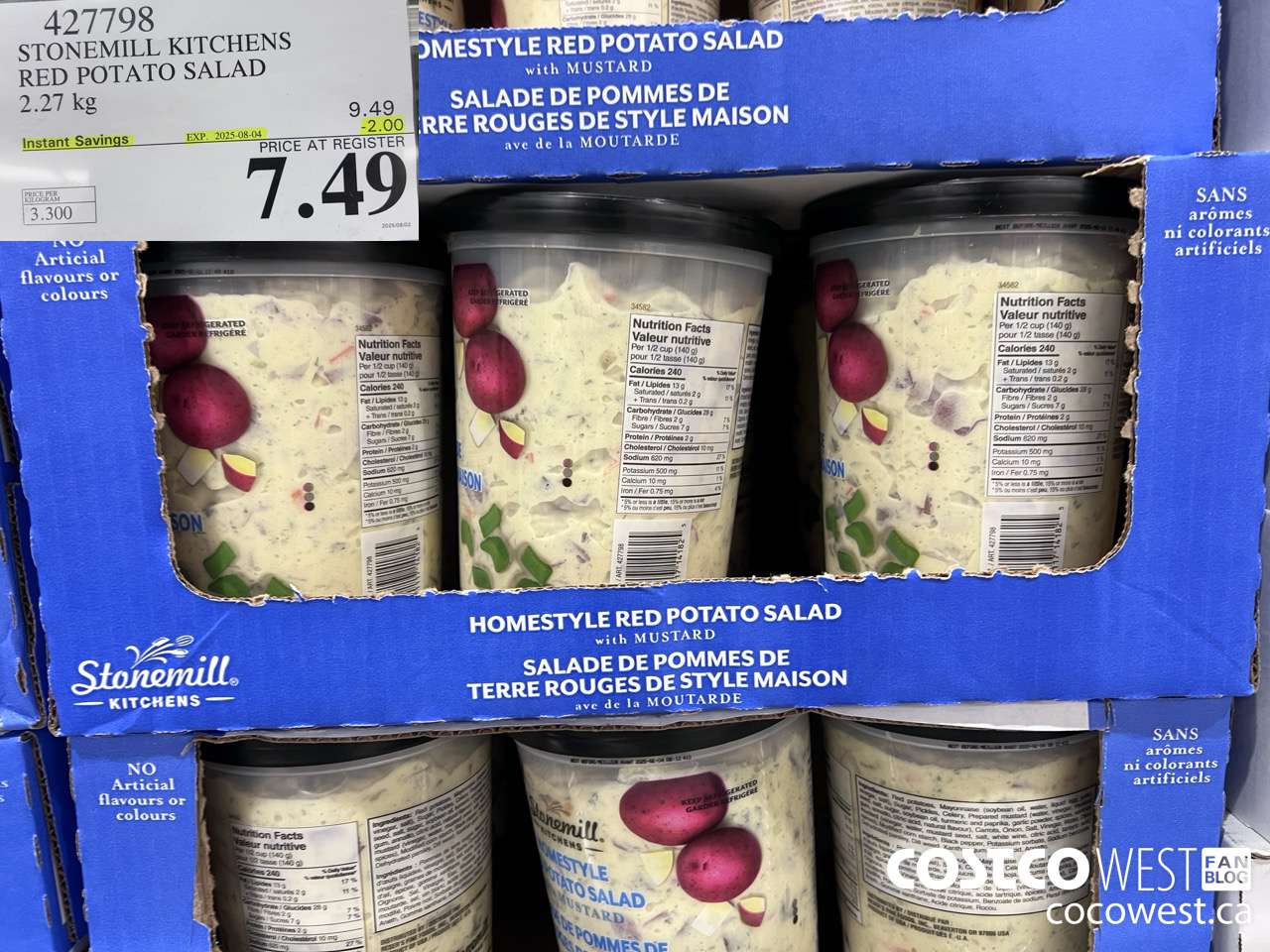 427798 STONEMILL KITCHENS RED POTATO SALAD 2.27 kg ($2.00 INSTANT SAVINGS EXPIRES ON 2025-08-04) $7.49