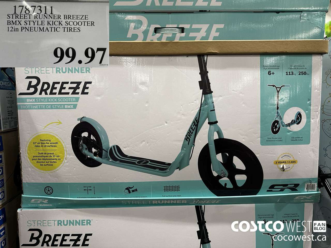 1787311 STREET RUNNER BREEZE BMX STYLE KICK SCOOTER 12IN PNEUMATIC TIRES $99.97