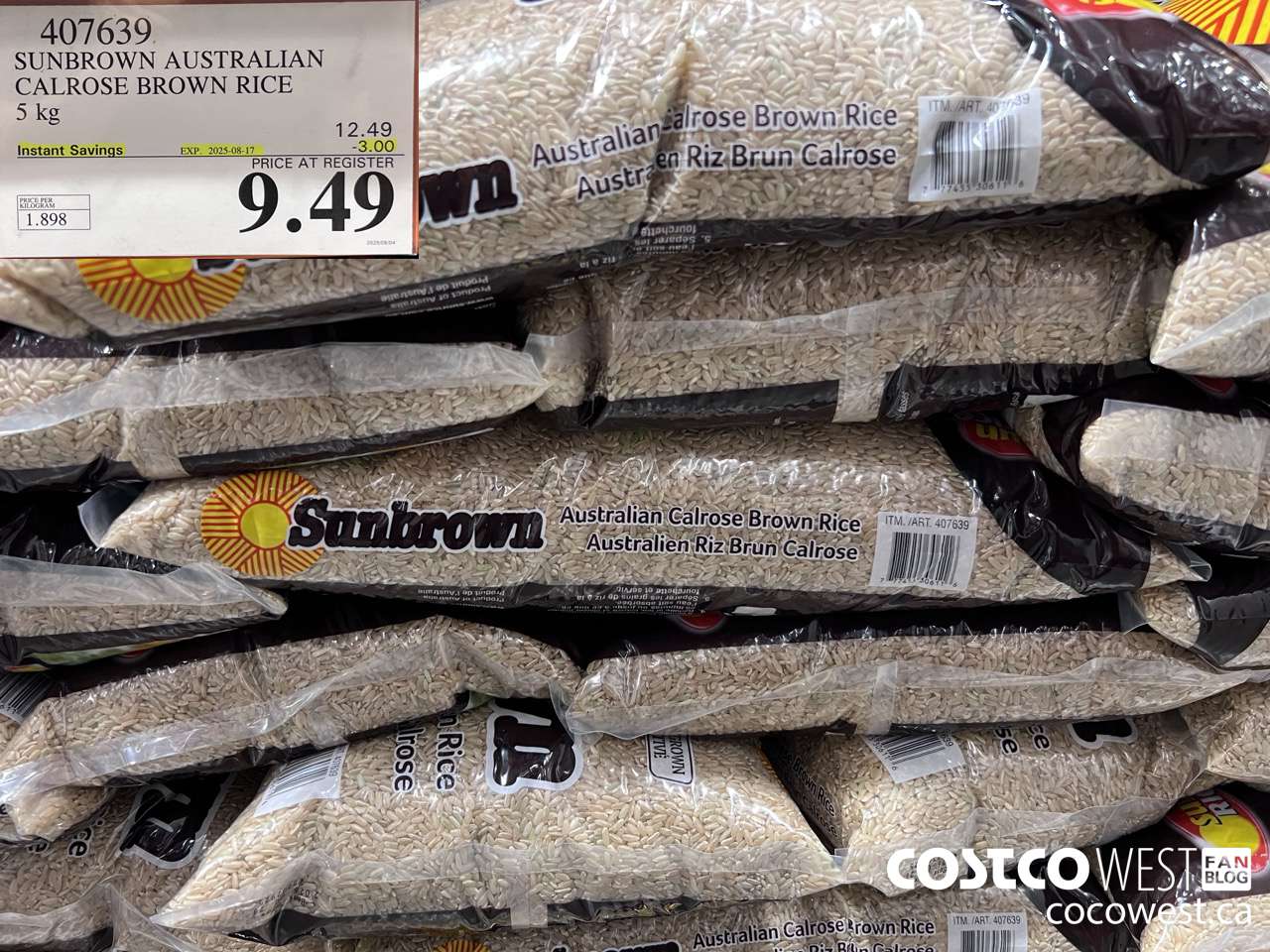 407639 SUNBROWN AUSTRALIAN BROWN RICE 5 kg ($3.00 INSTANT SAVINGS EXPIRES ON 2025-08-17) $9.49