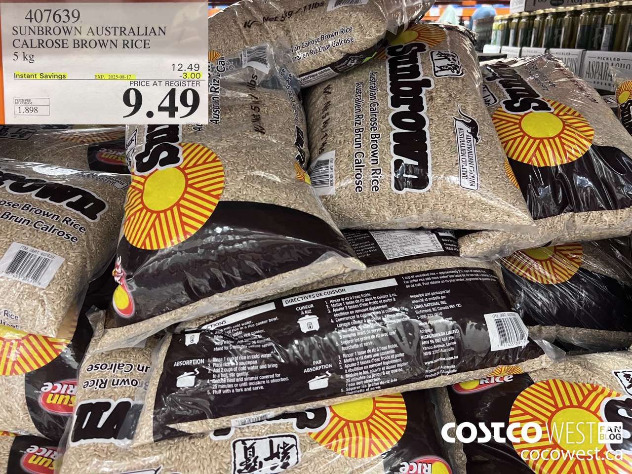 407639 SUNBROWN AUSTRALIAN BROWN RICE 5 kg ($3.00 INSTANT SAVINGS EXPIRES ON 2025-08-17) $9.49