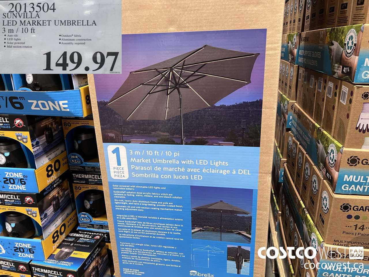 2013504 SUNVILLA LED MARKET UMBRELLA 3M / 10FT $149.97