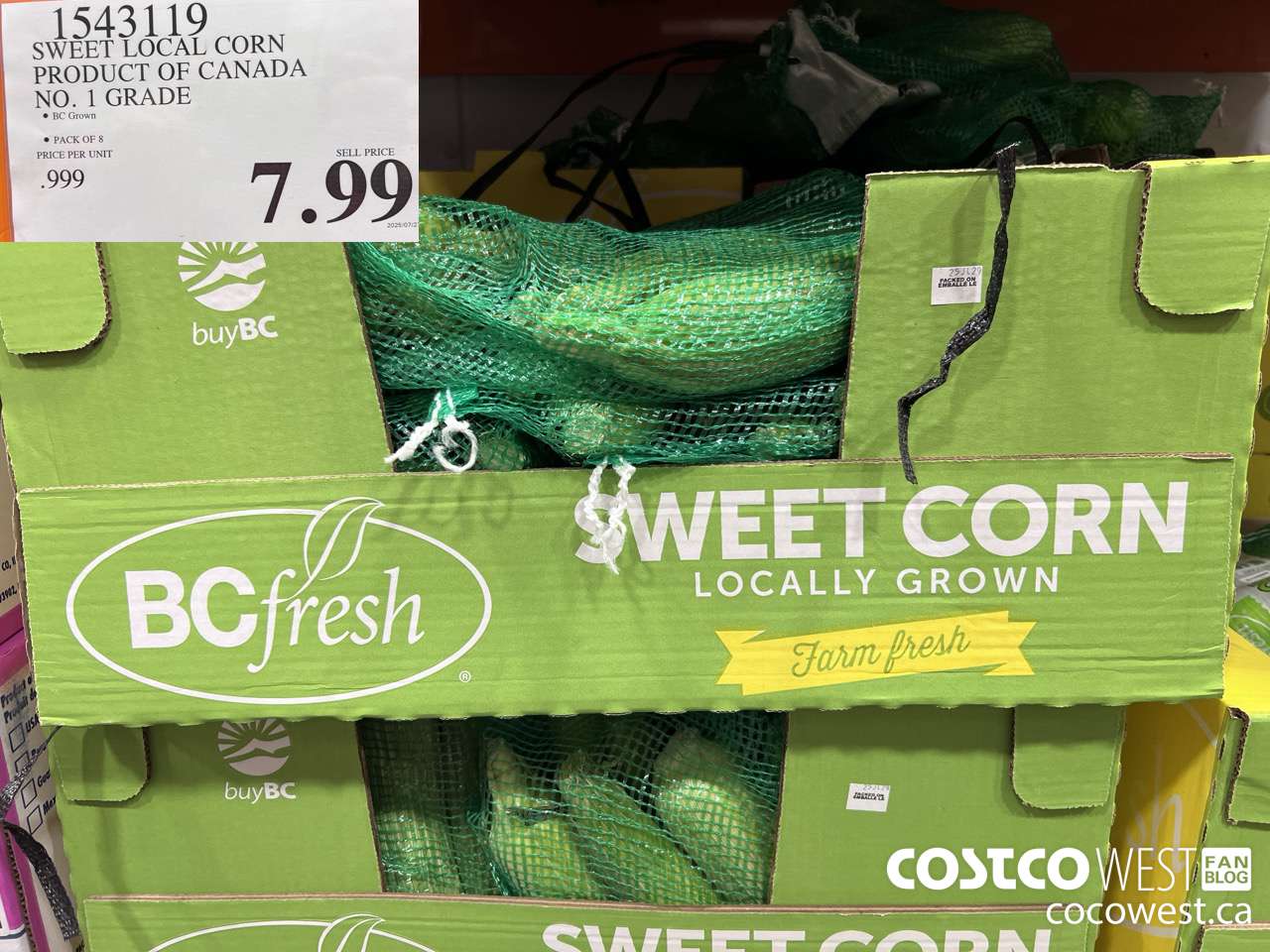 1543119 SWEET LOCAL CORN PRODUCT OF CANADA NO. 1 GRADE $7.99