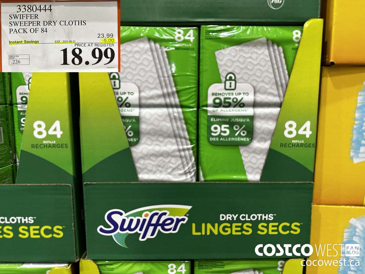 3380444 SWIFFER SWEEPER DRY CLOTHS PACK OF 84 ($5.00 INSTANT SAVINGS EXPIRES ON 2025-08-31) $18.99