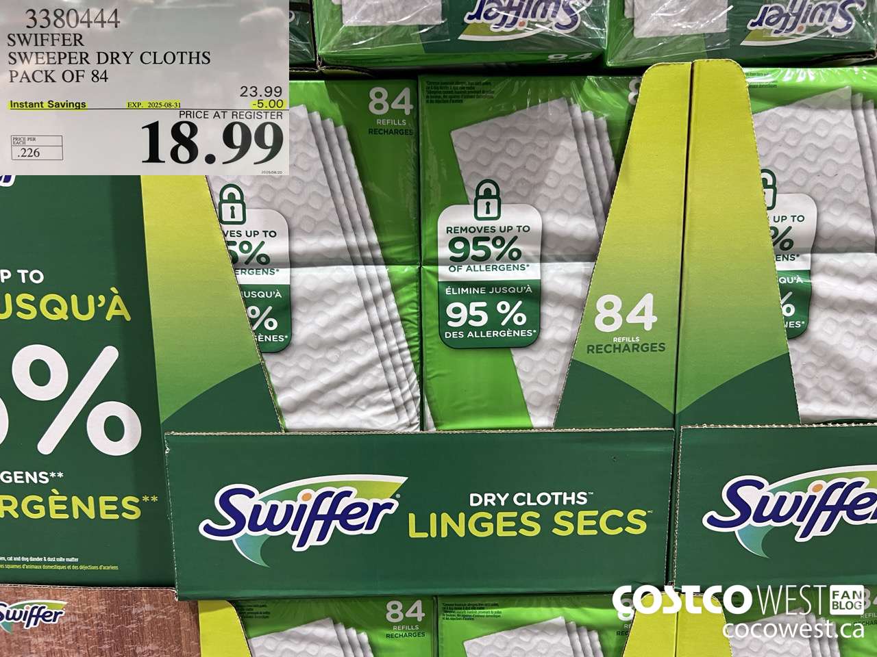 3380444 SWIFFER SWEEPER DRY CLOTHS PACK OF 84 ($5.00 INSTANT SAVINGS EXPIRES ON 2025-08-31) $18.99