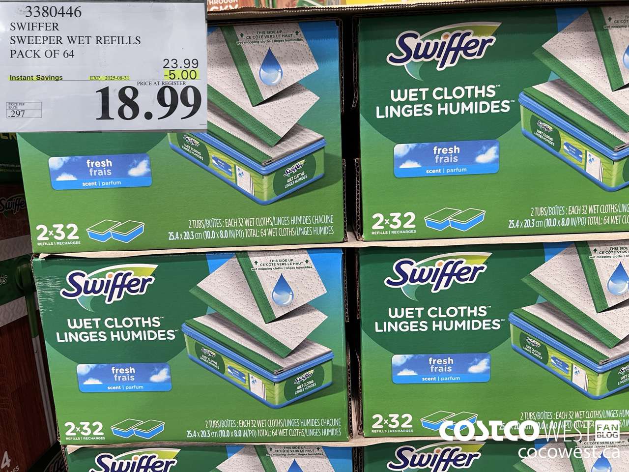 3380446 SWIFFER SWEEPER WET REFILLS PACK OF 64 ($5.00 INSTANT SAVINGS EXPIRES ON 2025-08-31) $18.99