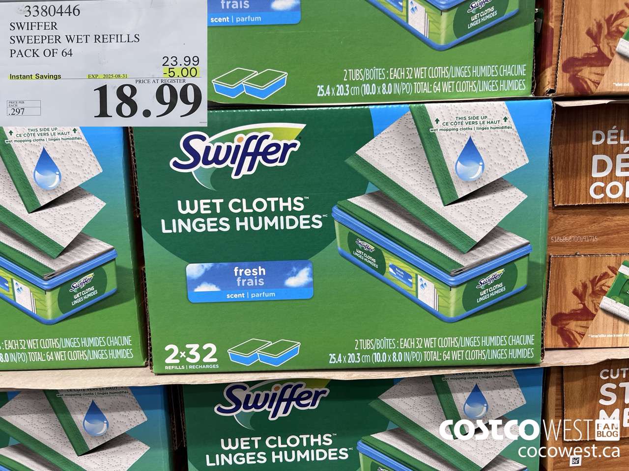 3380446 SWIFFER SWEEPER WET REFILLS PACK OF 64 ($5.00 INSTANT SAVINGS EXPIRES ON 2025-08-31) $18.99
