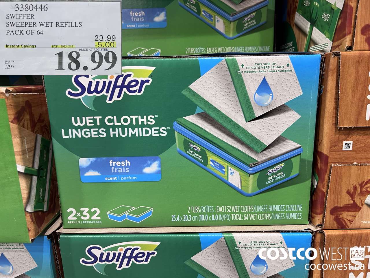 3380446 SWIFFER SWEEPER WET REFILLS PACK OF 64 ($5.00 INSTANT SAVINGS EXPIRES ON 2025-08-31) $18.99