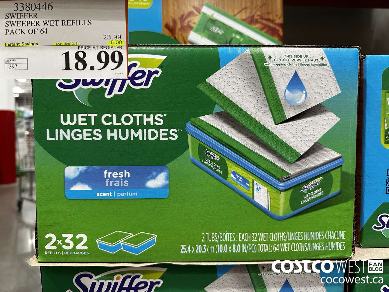 3380446 SWIFFER SWEEPER WET REFILLS PACK OF 64 ($5.00 INSTANT SAVINGS EXPIRES ON 2025-08-31) $18.99