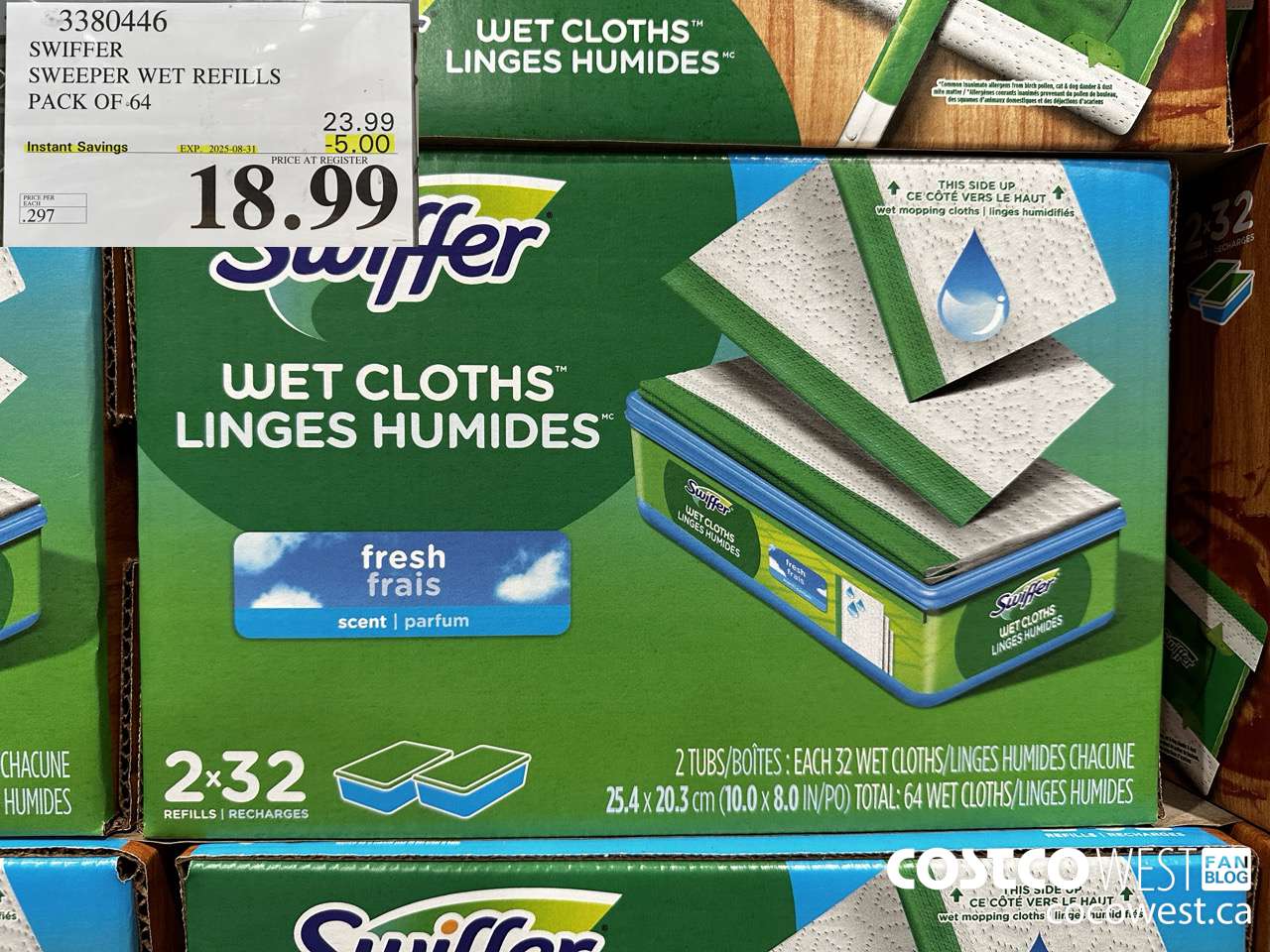 3380446 SWIFFER SWEEPER WET REFILLS PACK OF 64 ($5.00 INSTANT SAVINGS EXPIRES ON 2025-08-31) $18.99