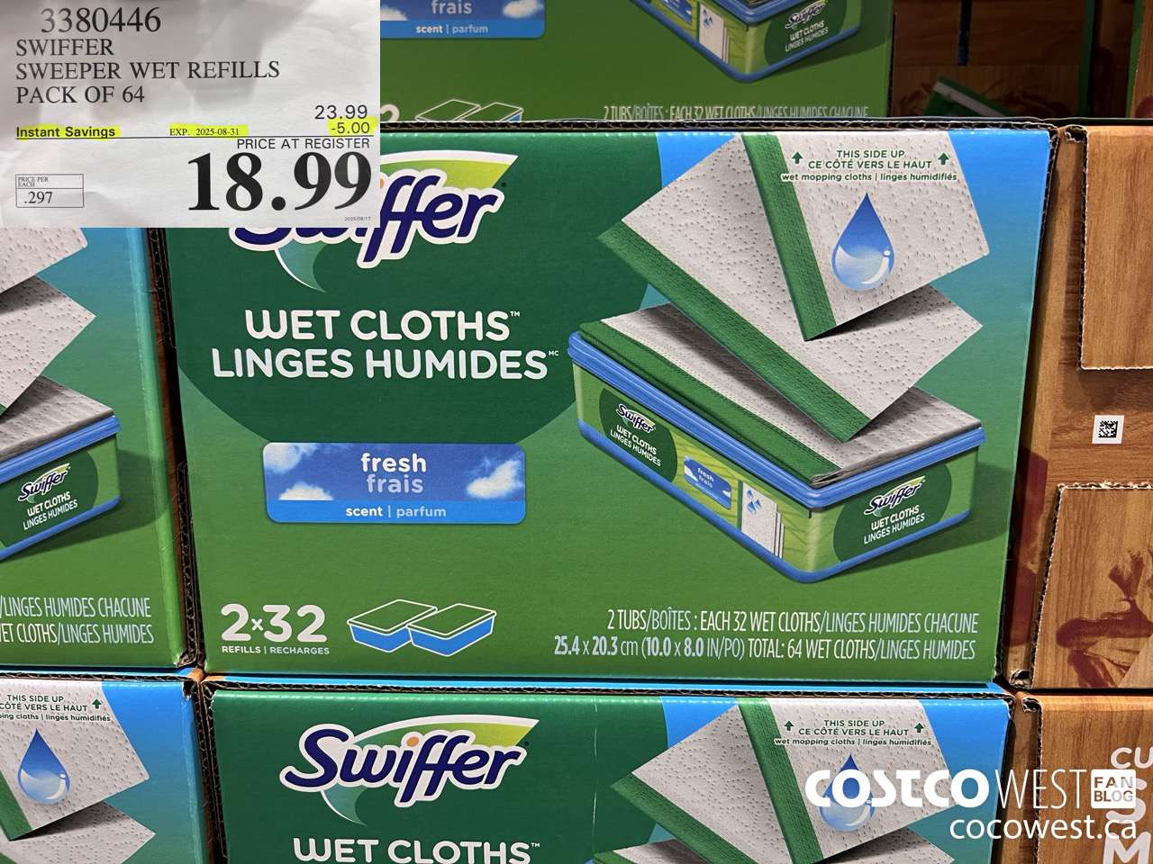 3380446 SWIFFER SWEEPER WET REFILLS PACK OF 64 ($5.00 INSTANT SAVINGS EXPIRES ON 2025-08-31) $18.99