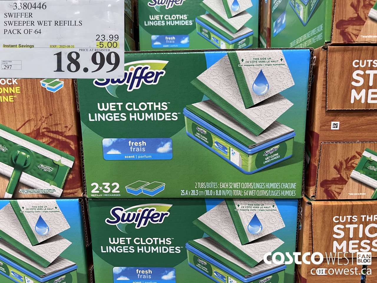 3380446 SWIFFER SWEEPER WET REFILLS PACK OF 64 ($5.00 INSTANT SAVINGS EXPIRES ON 2025-08-31) $18.99