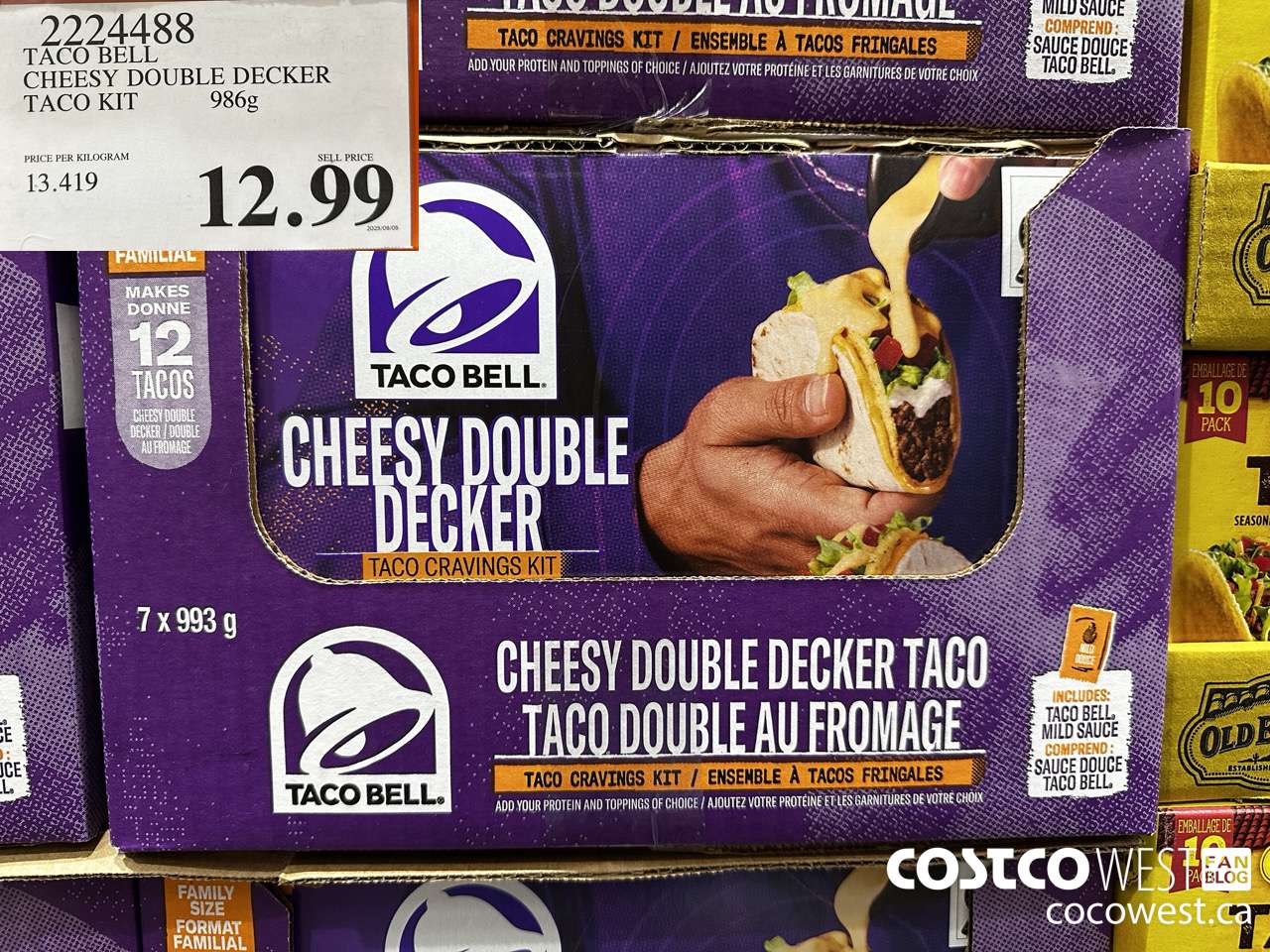 2224488 TACO BELL CHEESY DOUBLE DECKER TACO KIT 986G $12.99