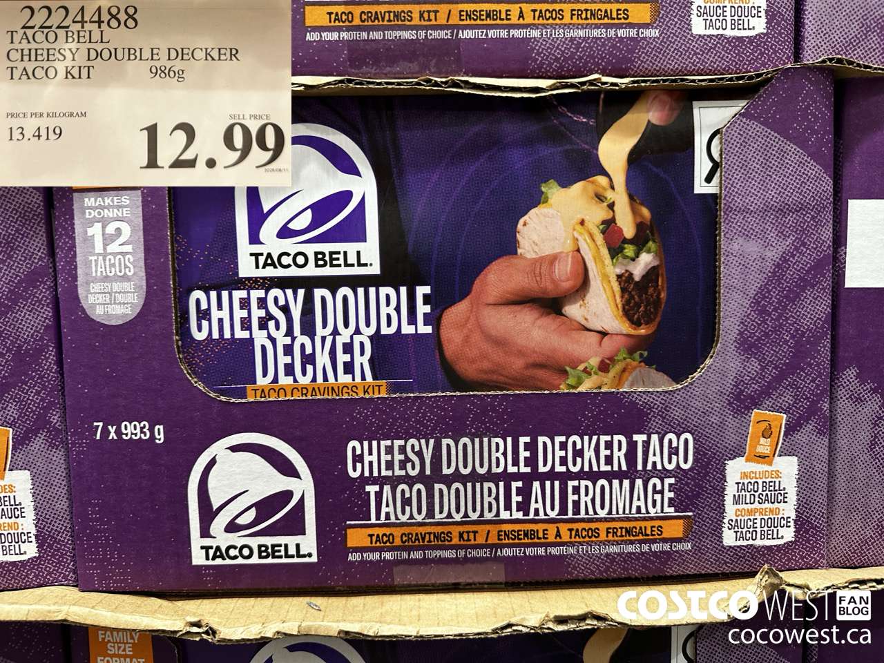 2224488 TACO BELL CHEESY DOUBLE DECKER TACO KIT 986G $12.99