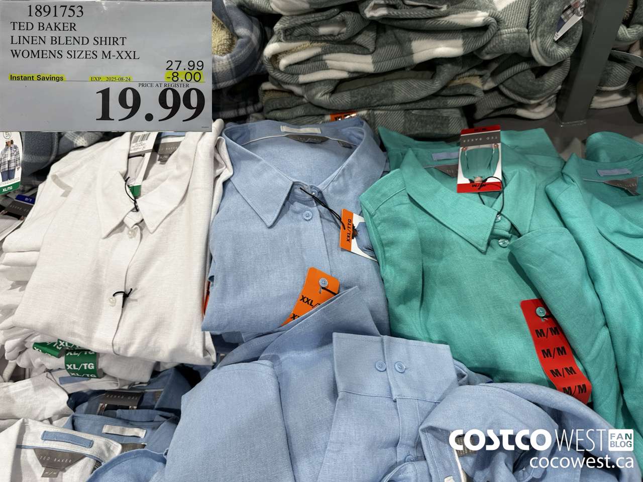 1891753 TED BAKER LINEN BLEND SHIRT WOMENS SIZES M-XXL ($8.00 INSTANT SAVINGS EXPIRES ON 2025-08-24) $19.99