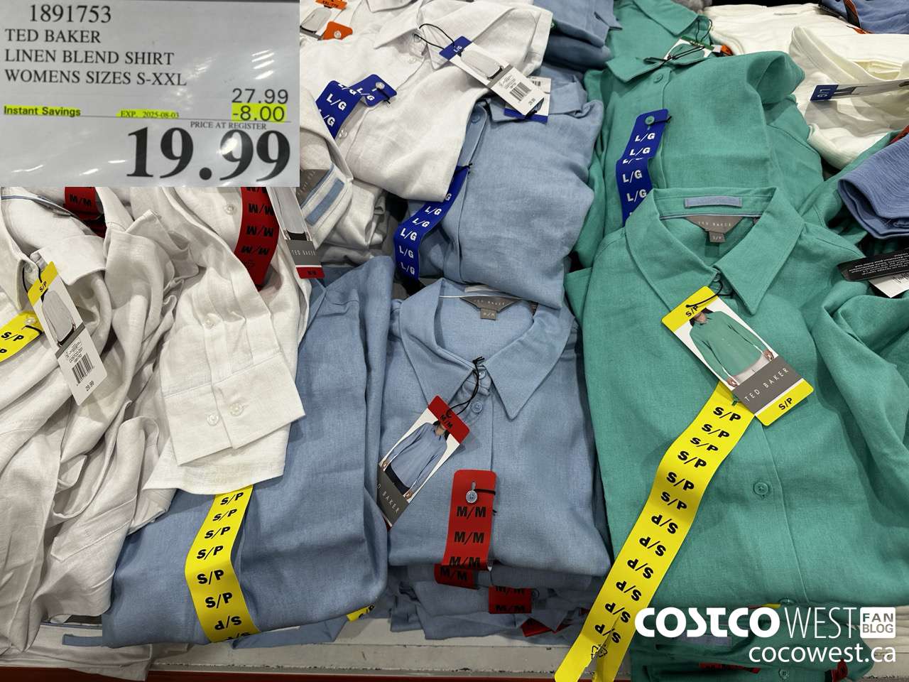 1891753 TED BAKER LINEN BLEND SHIRT WOMENS SIZES S-XXL ($8.00 INSTANT SAVINGS EXPIRES ON 2025-08-03) $19.99