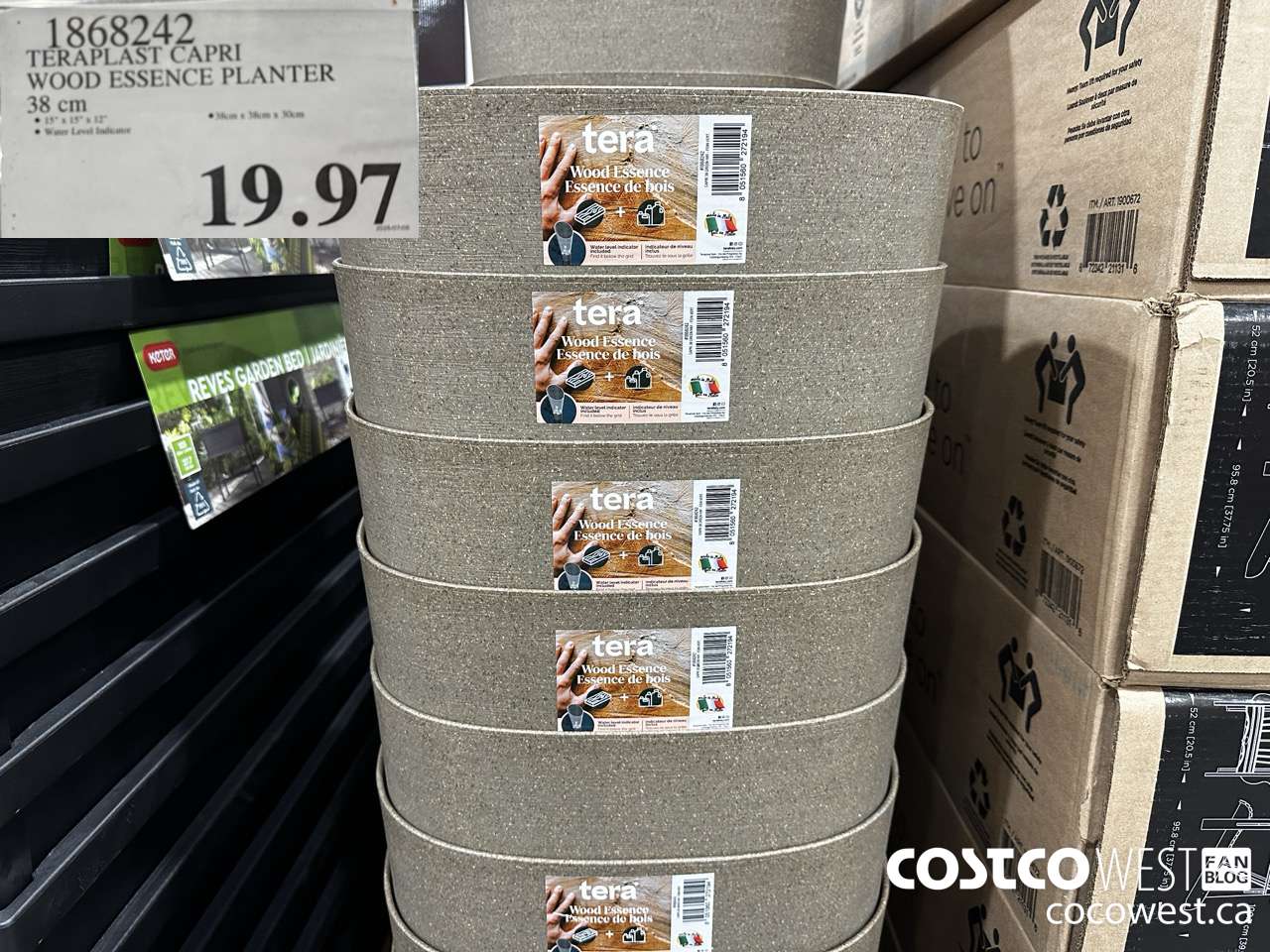 1868242 TERRAPLAST CAPRI WOOD ESSENCE PLANTER 38CM $19.97