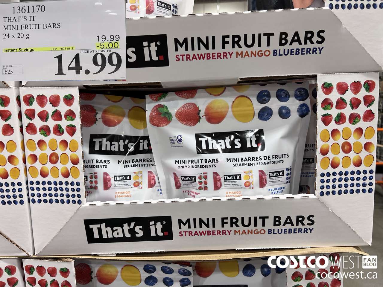 1361170 THAT'S IT MINI FRUIT BARS 24 x 20 g ($5.00 INSTANT SAVINGS EXPIRES ON 2025-08-31) $14.99