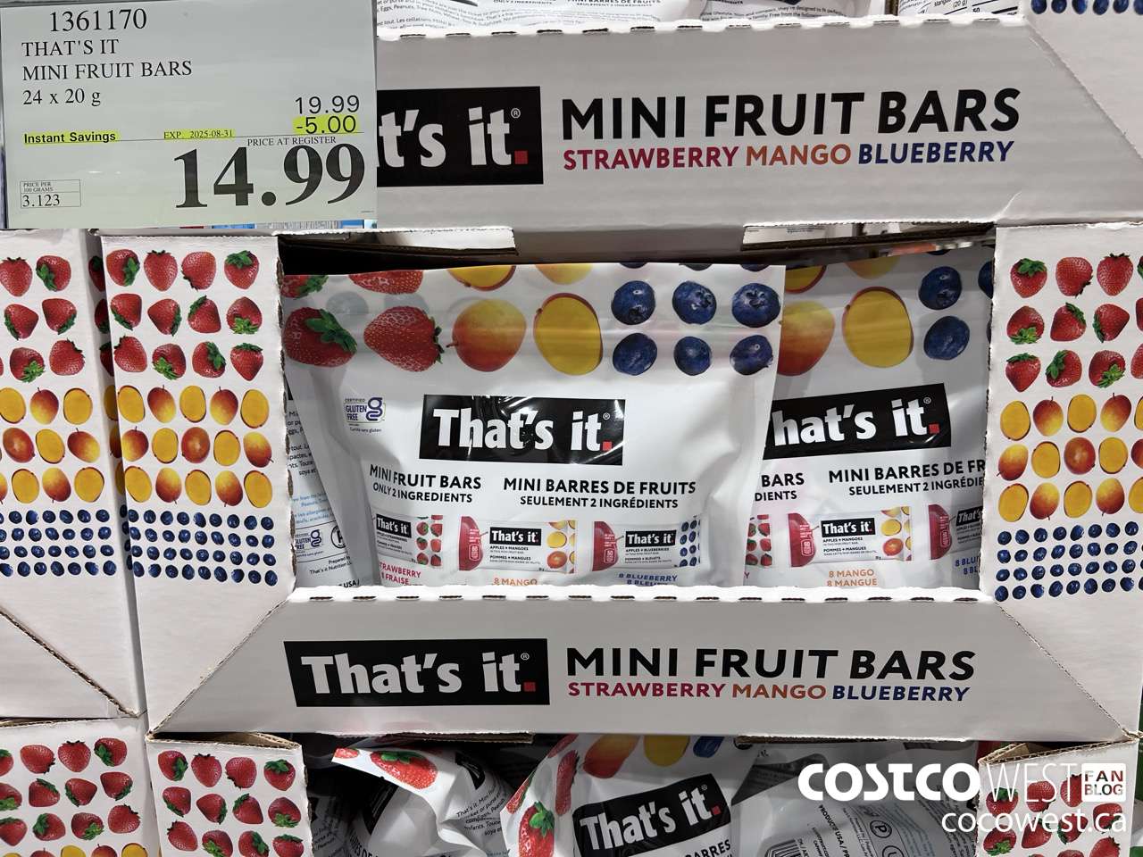 1361170 THAT'S IT MINI FRUIT BARS 24 x 20 g ($5.00 INSTANT SAVINGS EXPIRES ON 2025-08-31) $14.99