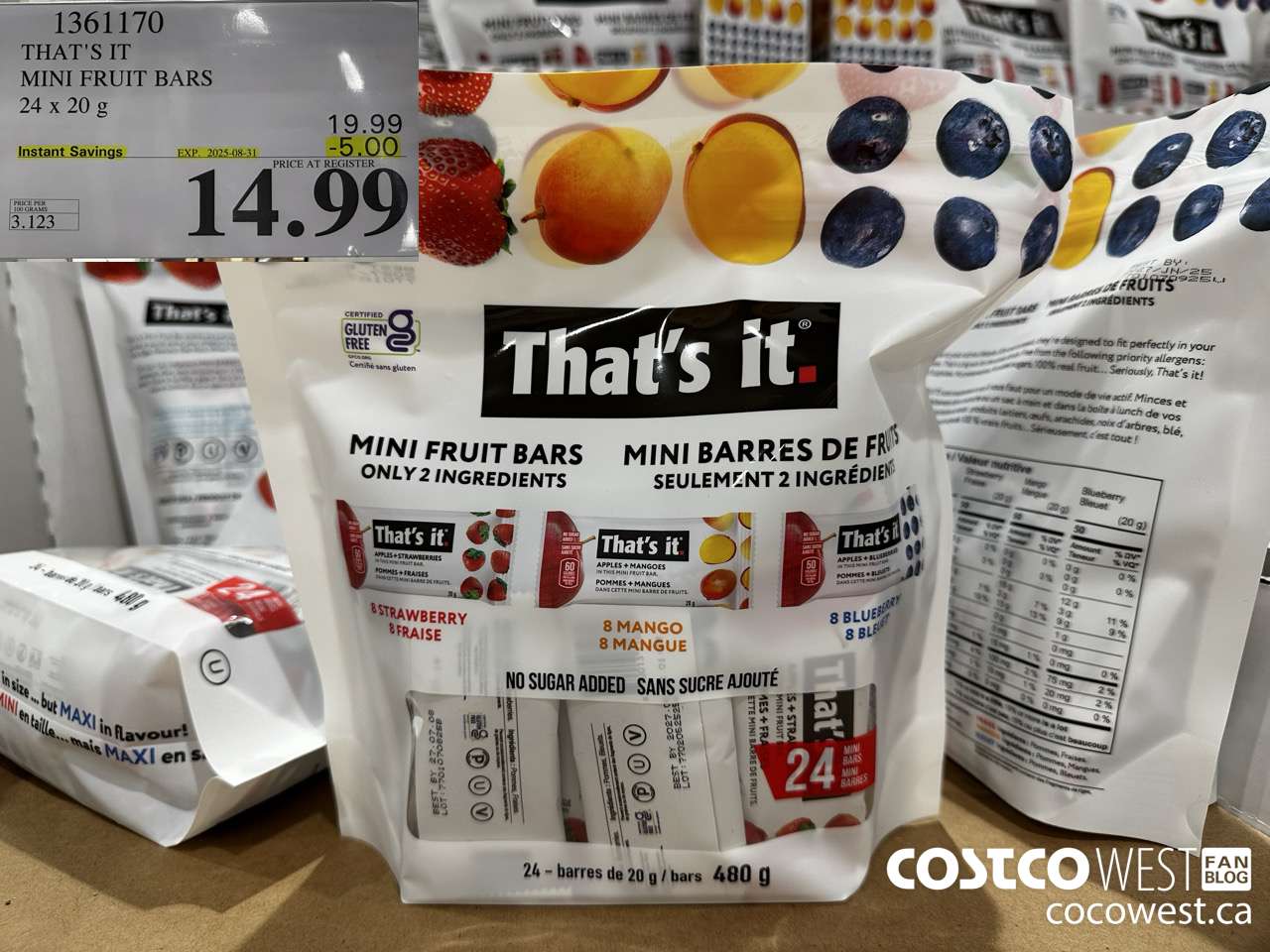 1361170 THAT'S IT MINI FRUIT BARS 24 x 20 g ($5.00 INSTANT SAVINGS EXPIRES ON 2025-08-31) $14.99