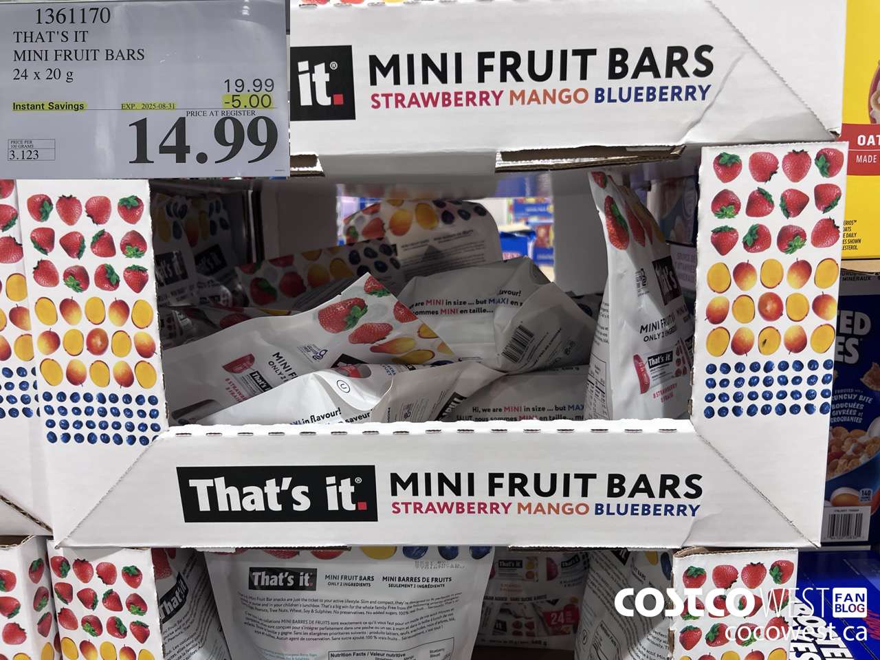 1361170 THAT'S IT MINI FRUIT BARS 24 x 20 g ($5.00 INSTANT SAVINGS EXPIRES ON 2025-08-31) $14.99
