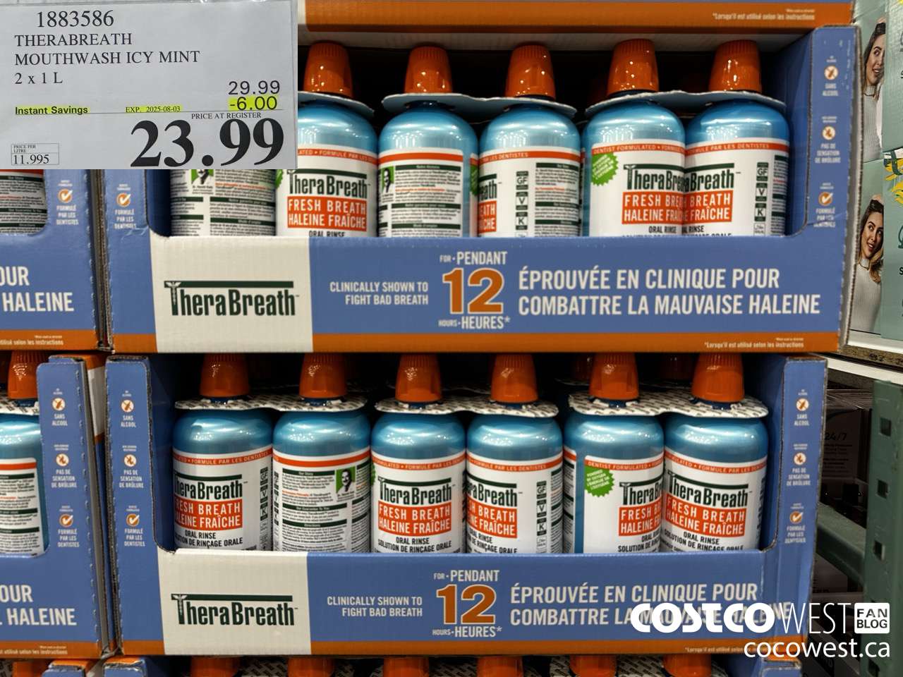 1883586 THERABREATH MOUTHWASH ICY MINT 2 X 1L ($6.00 INSTANT SAVINGS EXPIRES ON 2025-08-03) $23.99