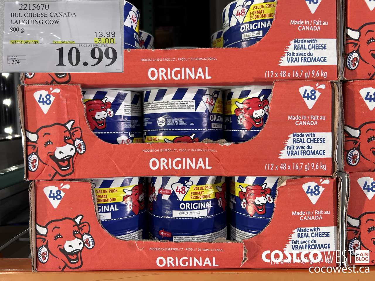 2215670 THE LAUGHING COW PROCESSED CHEESE 800G ($3.00 INSTANT SAVINGS EXPIRES ON 2025-08-17) $10.99