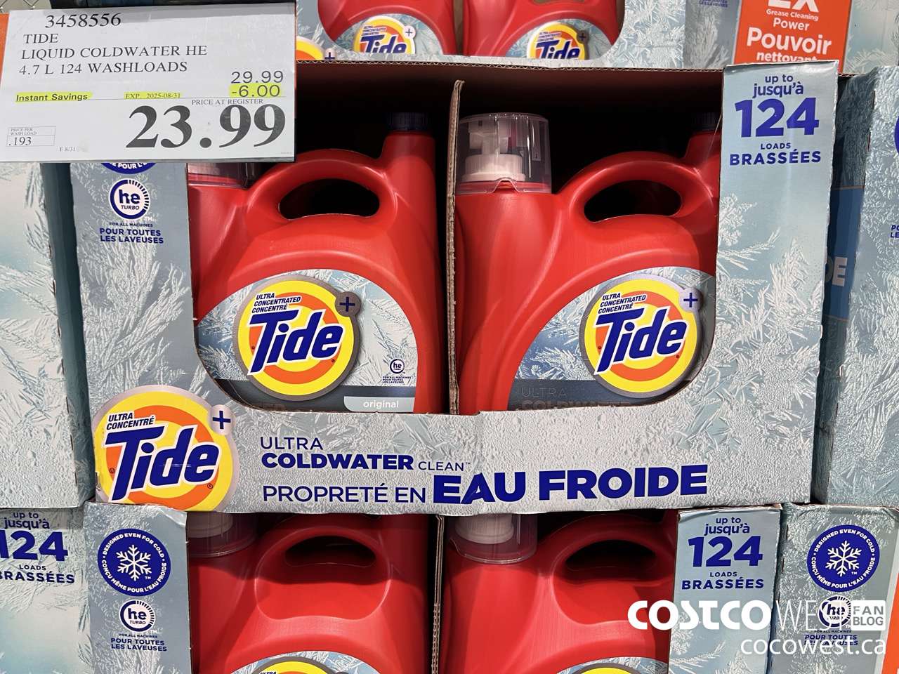 3458556 TIDE LIQUID COLDWATER HE 4.7L 124 WASHLOADS ($6.00 INSTANT SAVINGS EXPIRES ON 2025-08-31) $23.99