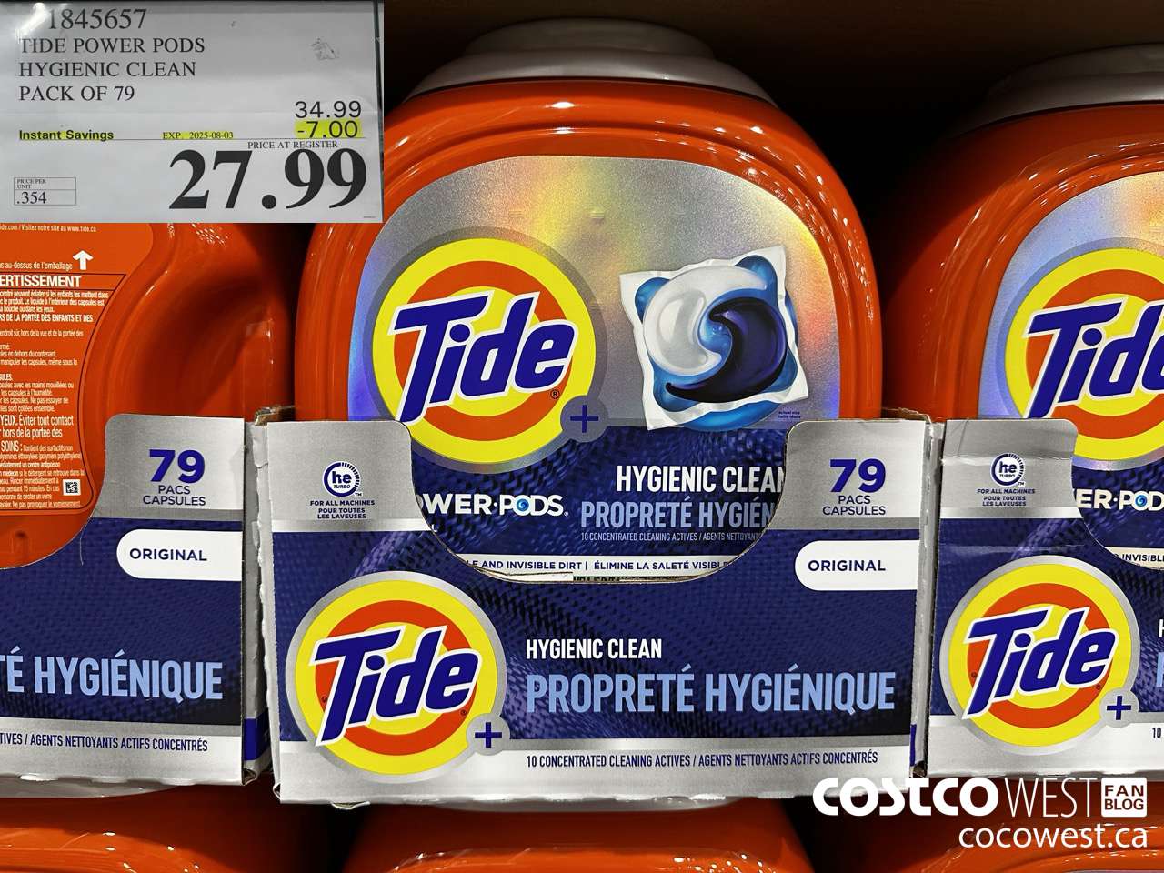 1845657 TIDE POWER PODS HYGIENIC CLEAN PACK OF 79 ($7.00 INSTANT SAVINGS EXPIRES ON 2025-08-03) $27.99