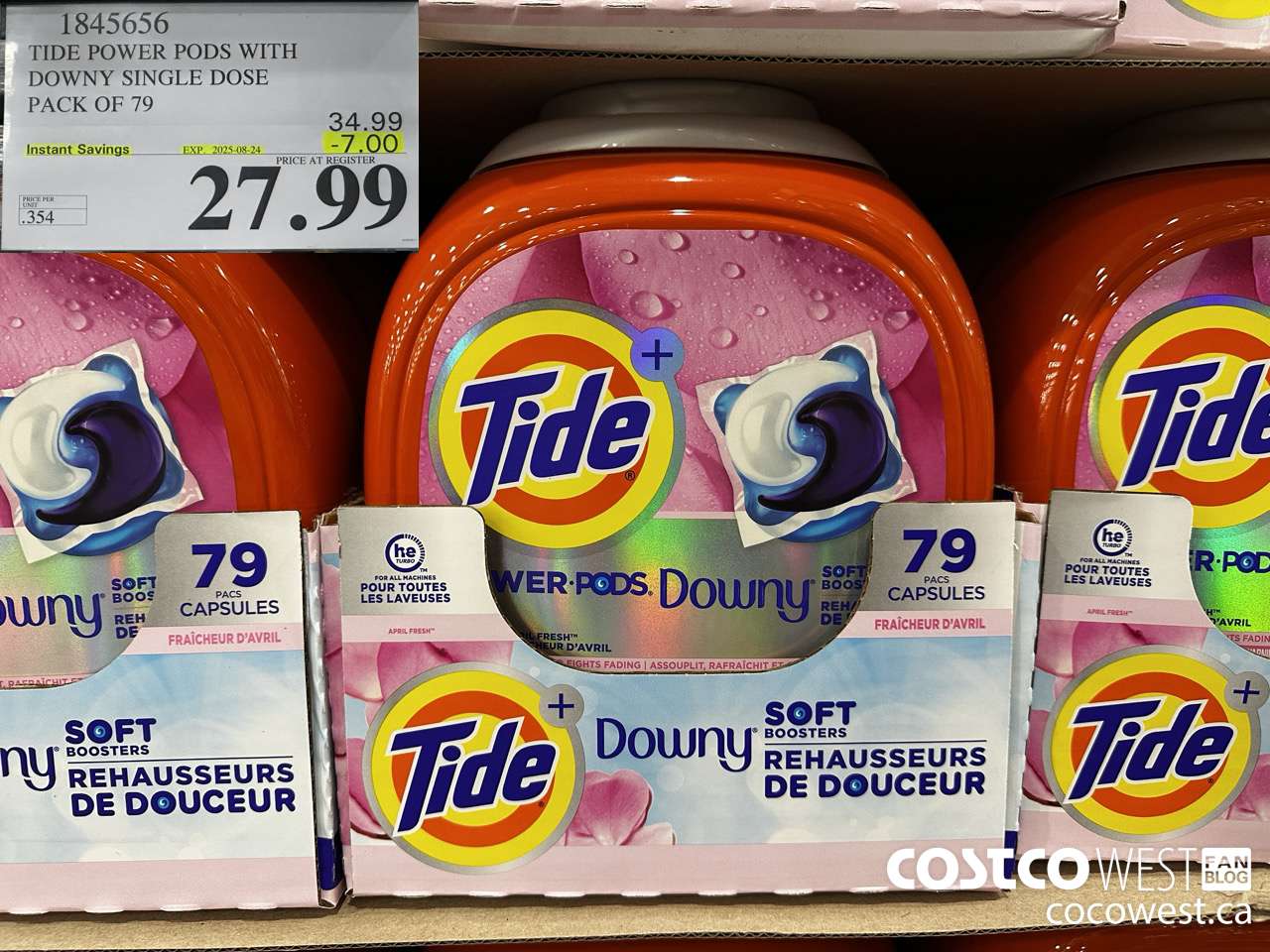 1845656 TIDE POWER PODS WITH DOWNY SINGLE DOSE PACK OF 79 ($7.00 INSTANT SAVINGS EXPIRES ON 2025-08-24) $27.99