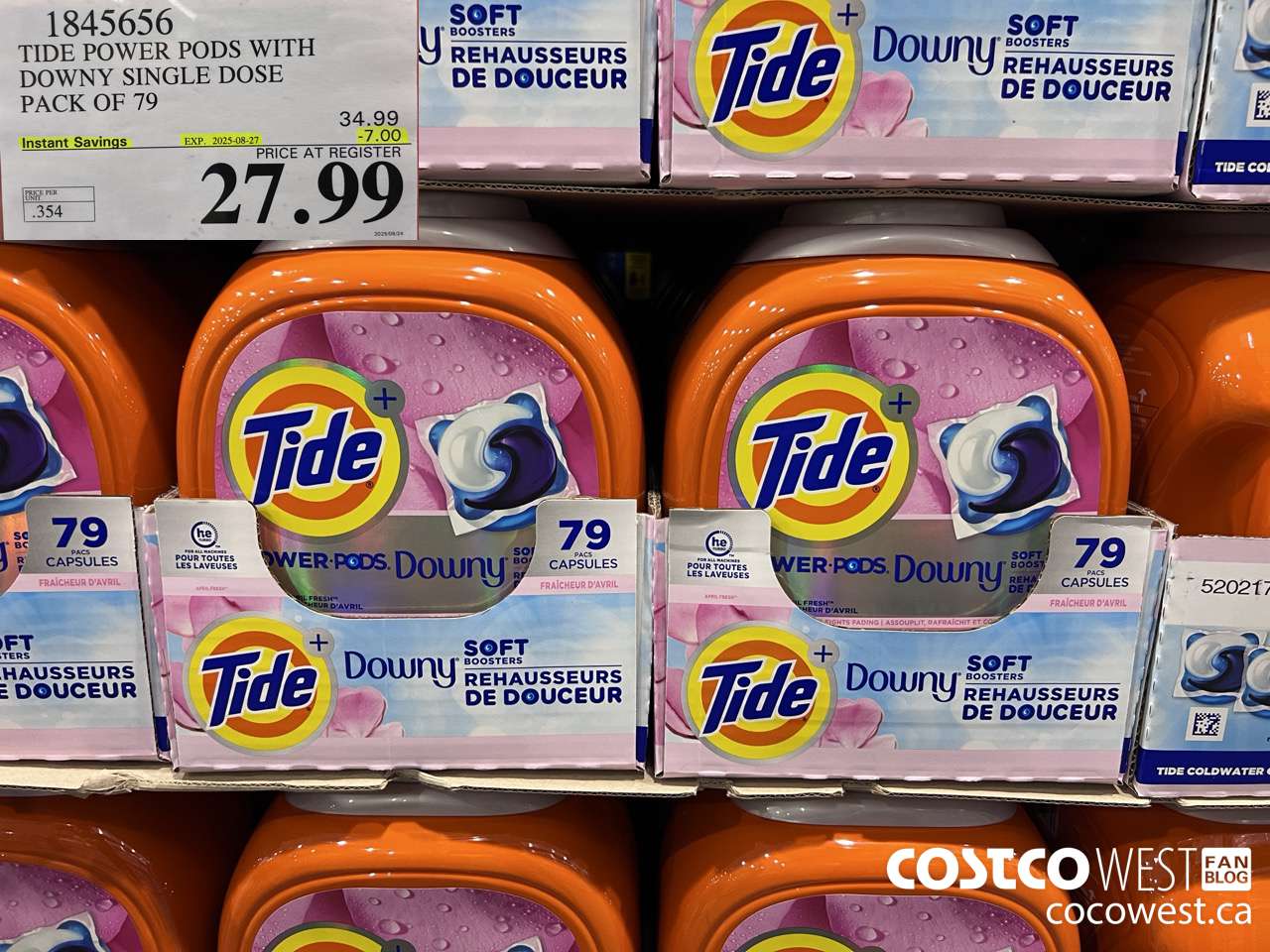 1845656 TIDE POWER PODS WITH DOWNY SINGLE DOSE PACK OF 79 ($7.00 INSTANT SAVINGS EXPIRES ON 2025-08-27) $27.99