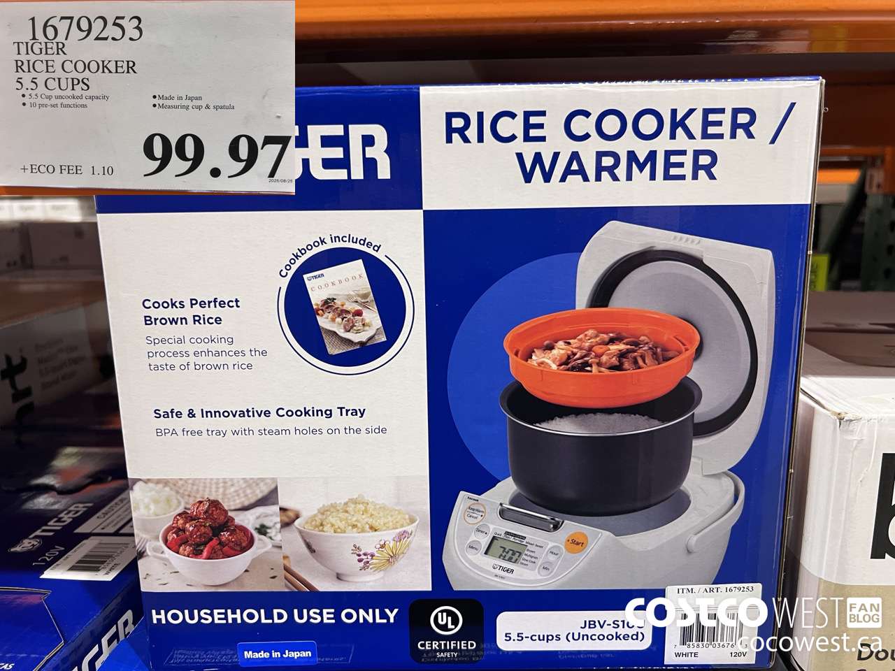 1679253 TIGER RICE COOKER 5.5 CUP $99.97