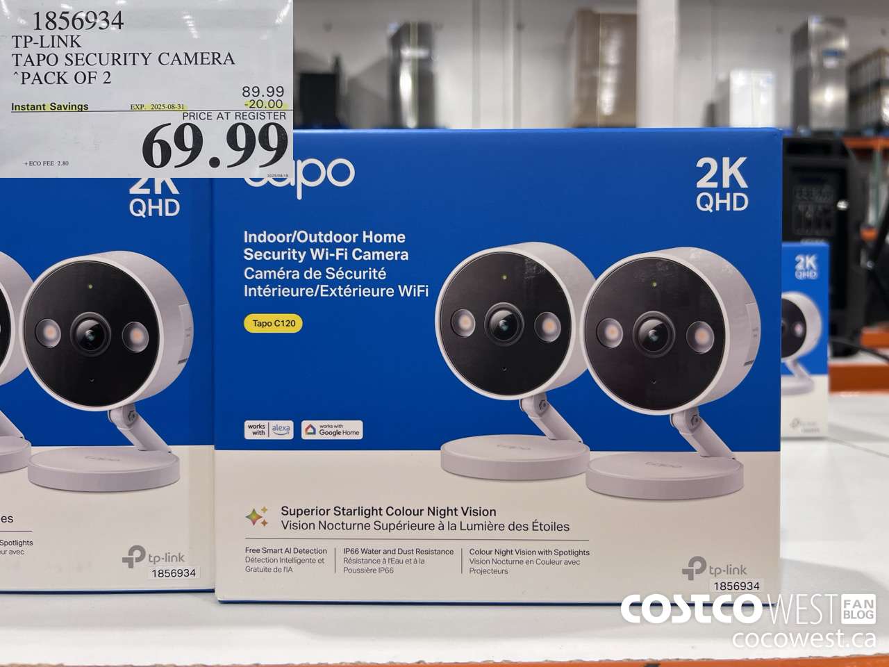 1856934 TP-LINK TAPO SECURITY CAMERA PACK OF 2 ($20.00 INSTANT SAVINGS EXPIRES ON 2025-08-31) $69.99