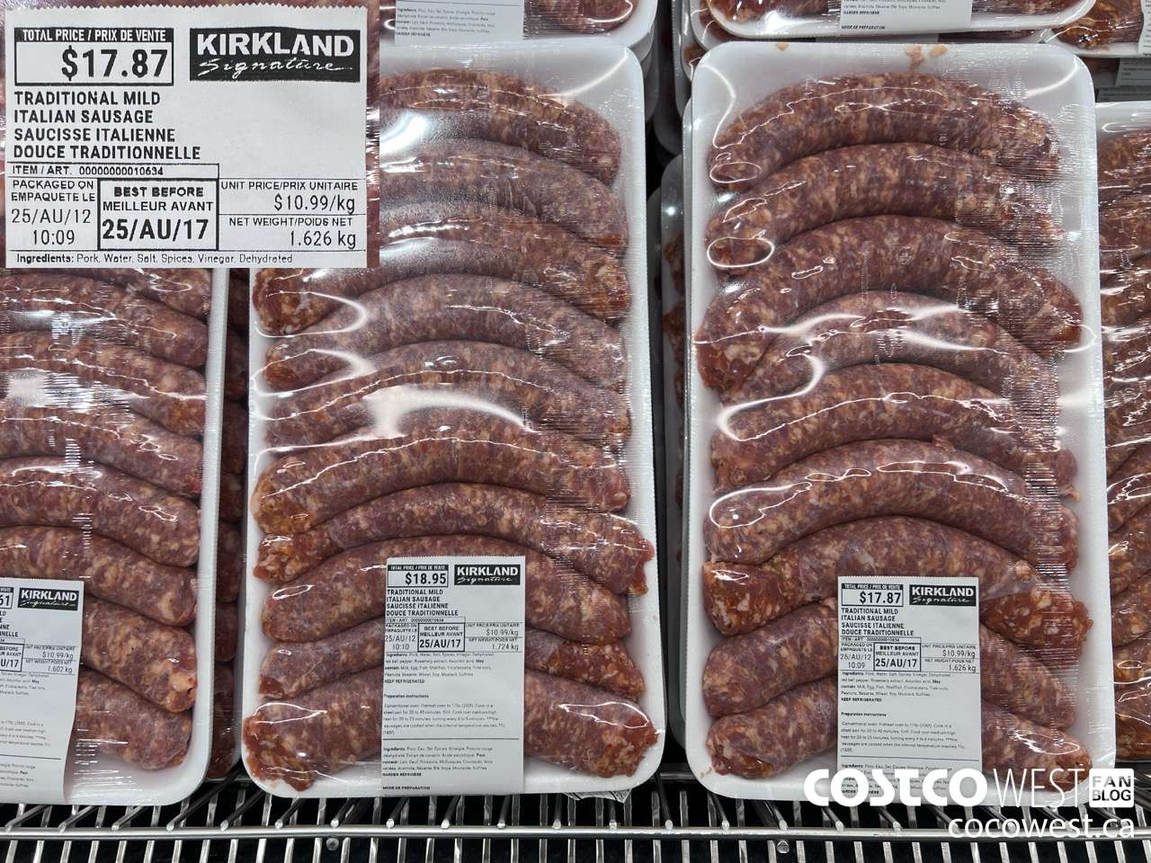 10634 TRADITIONAL MILD ITALIAN SAUSAGE $10.99