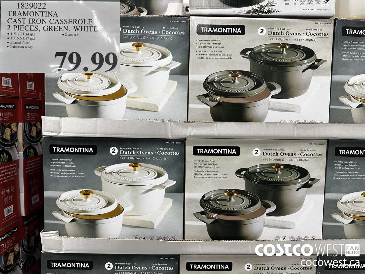1829022 TRAMONTINA CAST IRON CASSEROLE 2 PIECES, GREEN, WHITE $79.99
