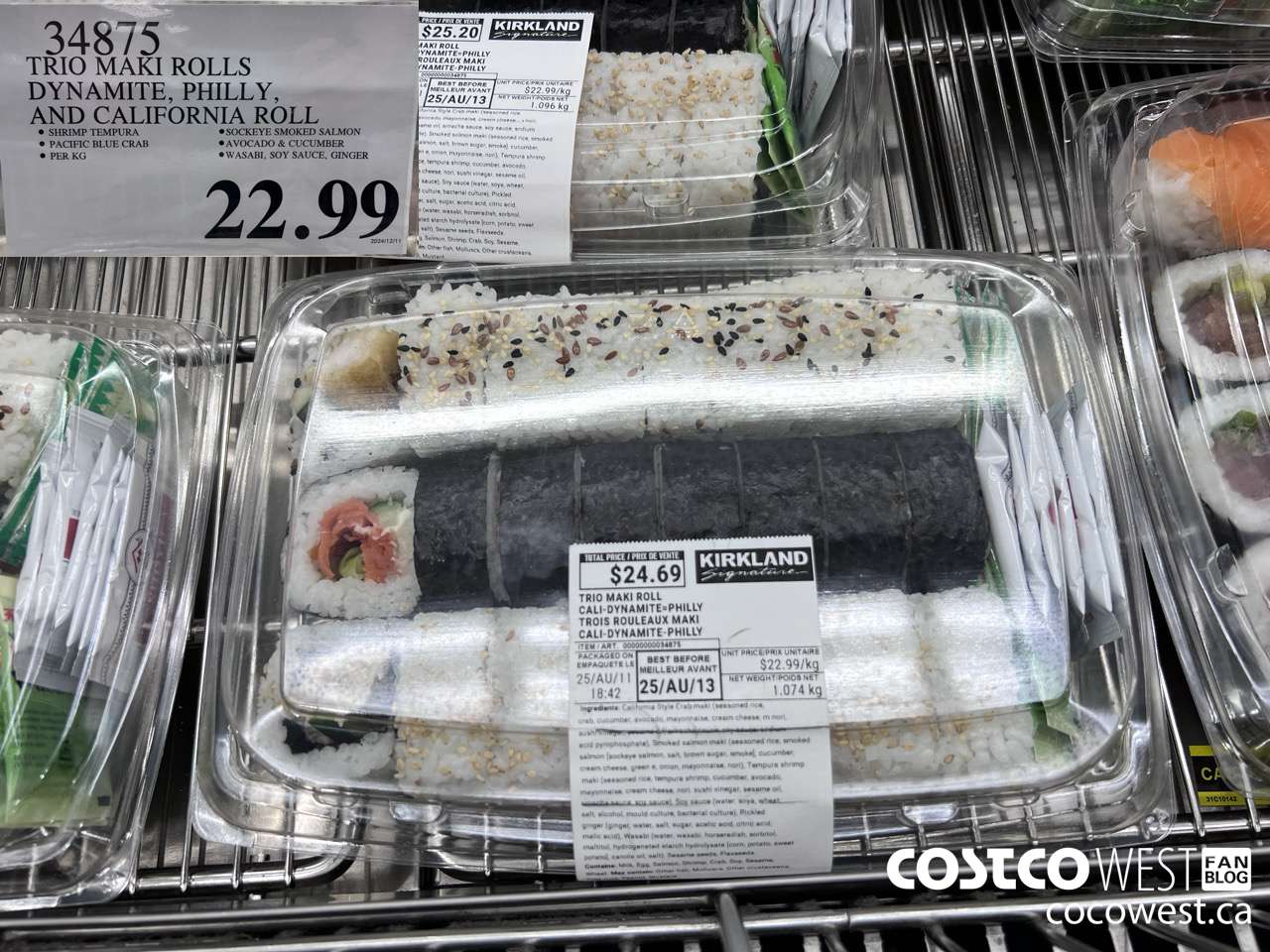 34875 TRIO MAKI ROLLS DYNAMITE, PHILLY, AND CALIFORNIA ROLL $22.99