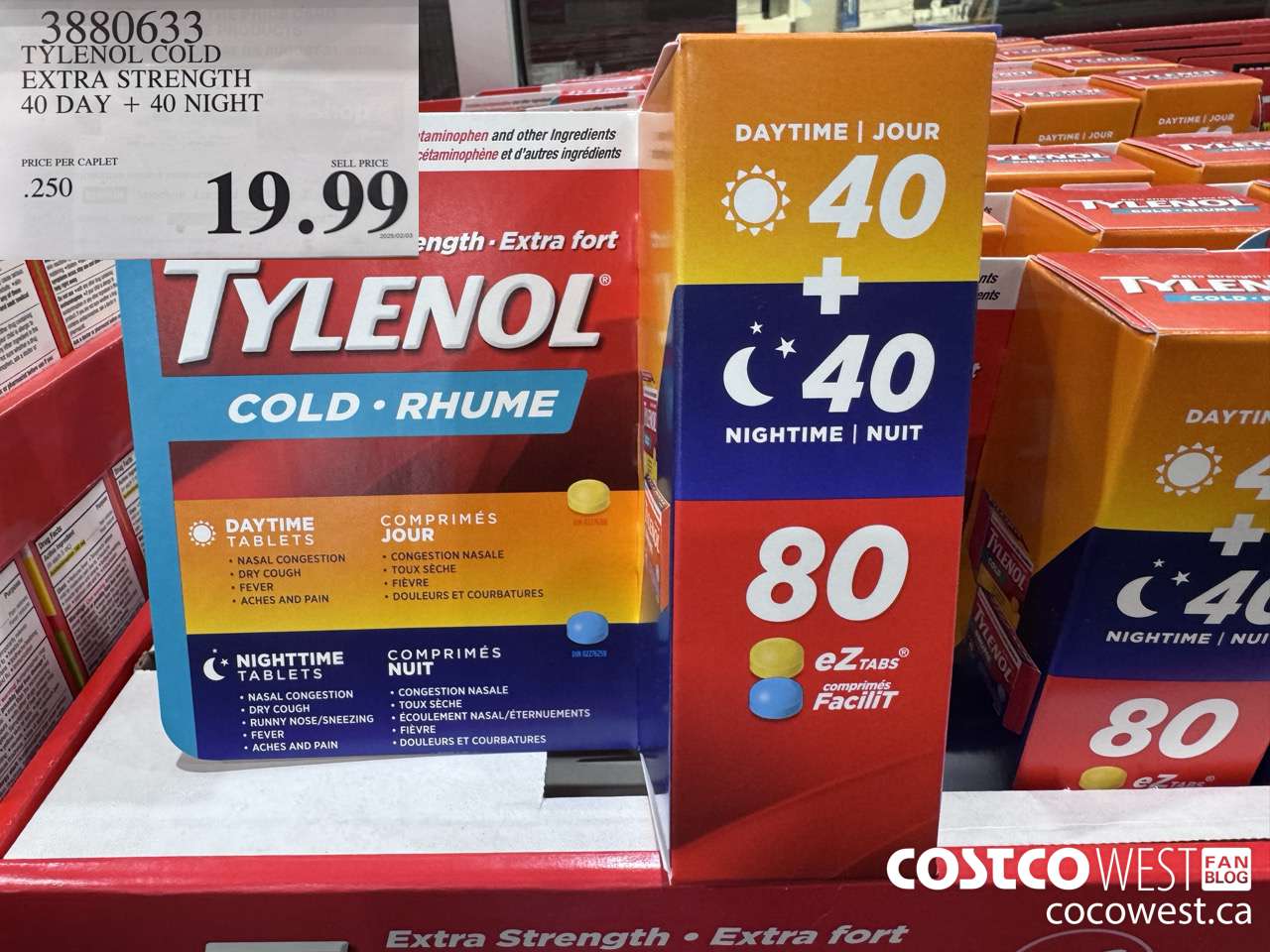 3880633 TYLENOL COLD EXTRA STRENGTH CAPLETS 40 DAYS + 40 NIGHTS $19.99