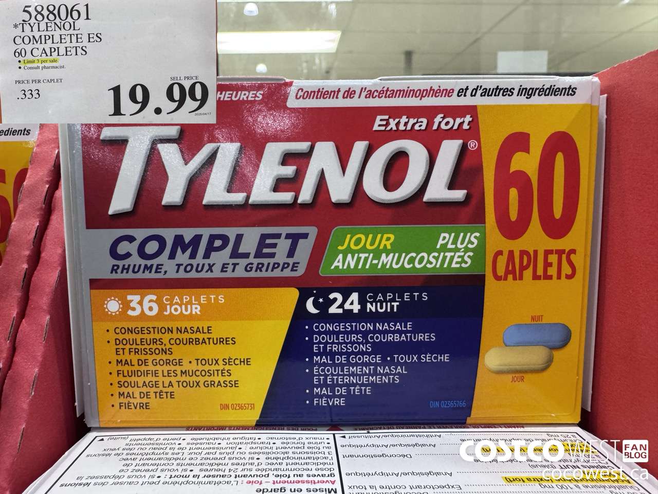 588061 TYLENOL COMPLETE COMPLETE ES 60 CAPS $19.99