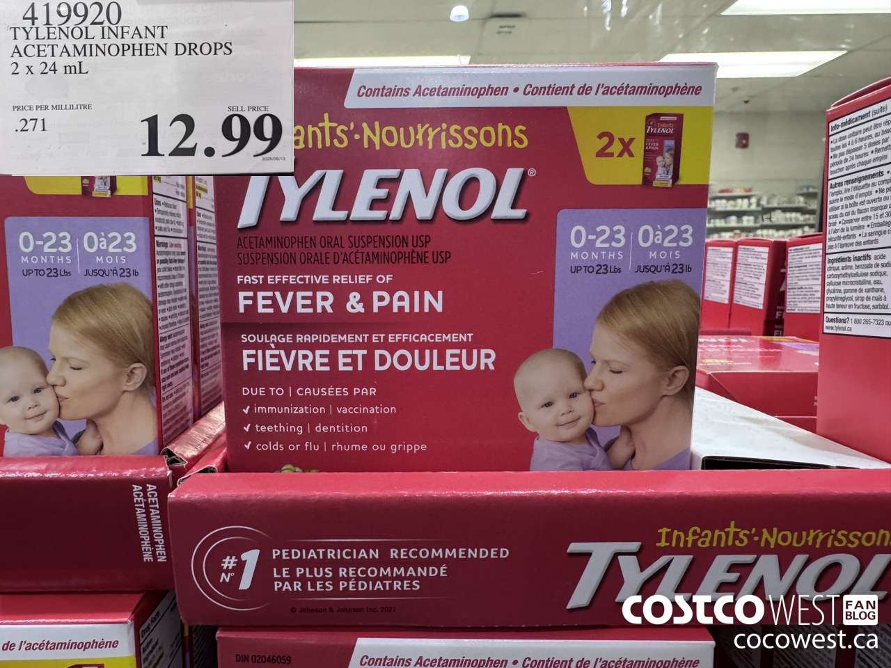 419920 TYLENOL INFANT DROPS 2 X 24ML $12.99