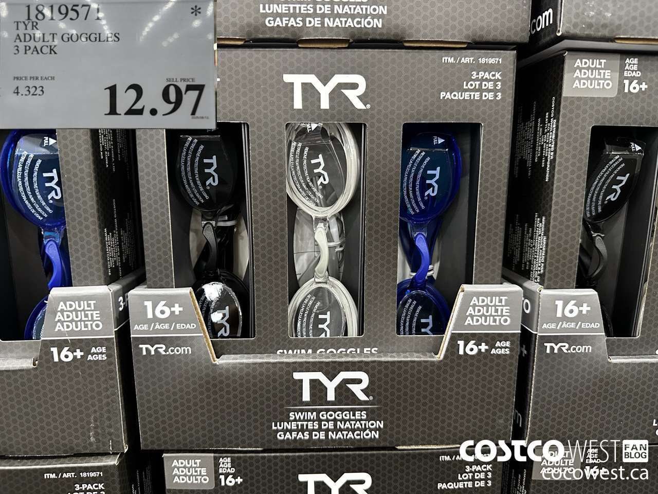 1819571 TYR ADULT GOGGLES 3 PACK 16+ $12.97