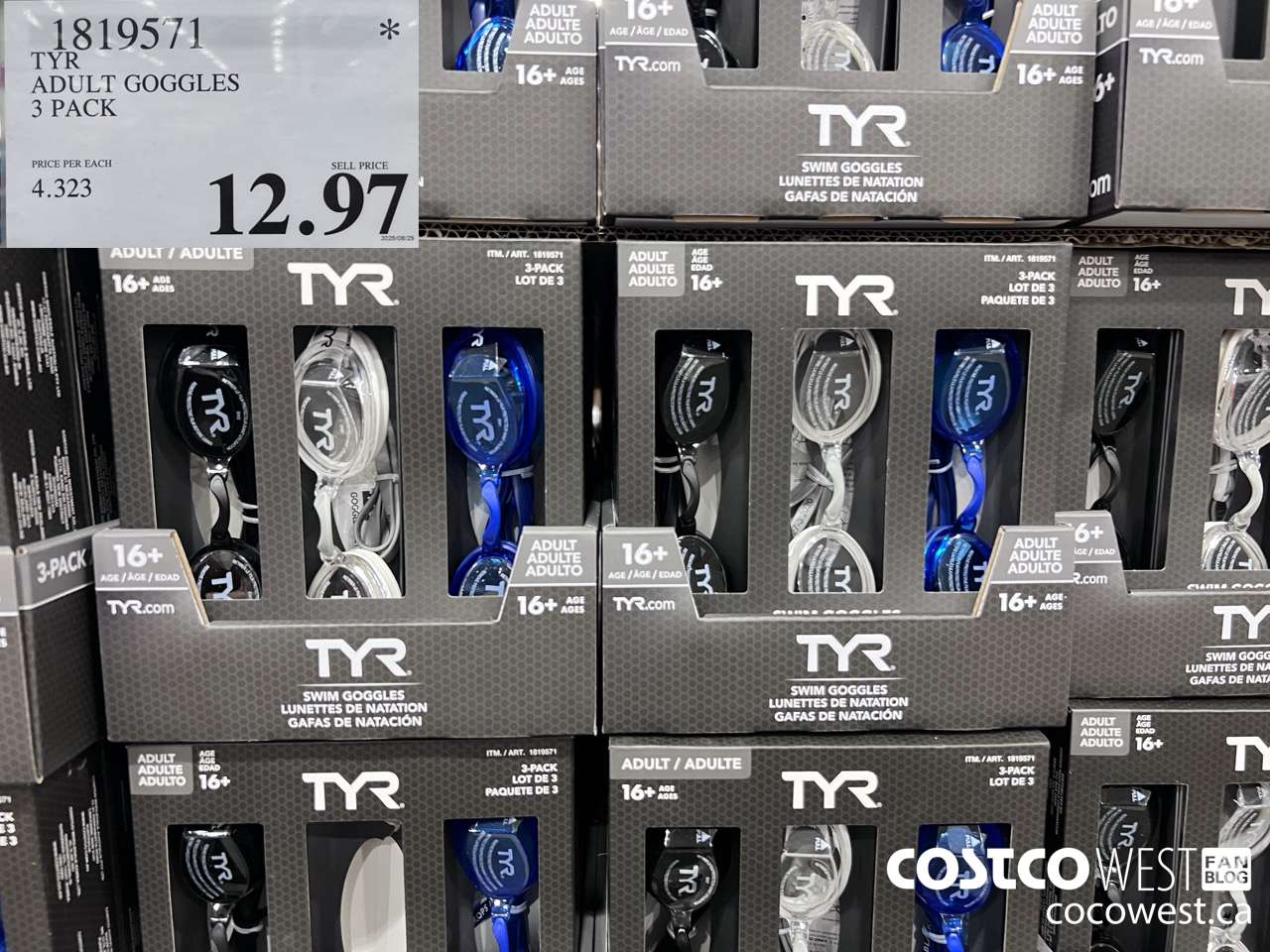 1819571 TYR ADULT GOGGLES 3 PACK 16+ $12.97