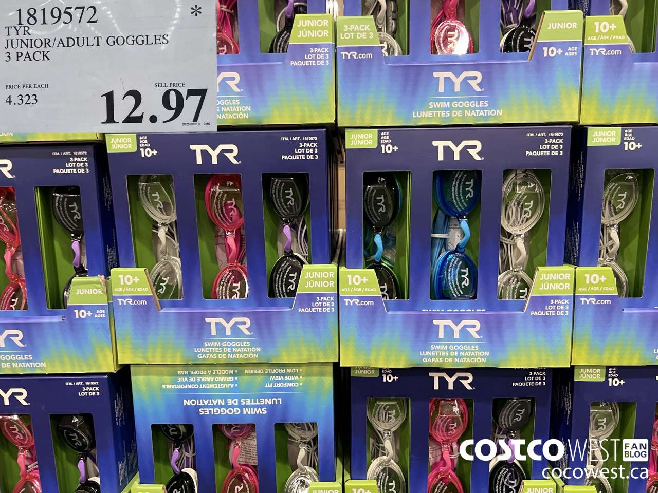 1819572 TYR JUNIOR GOGGLES 3 PACK $12.97