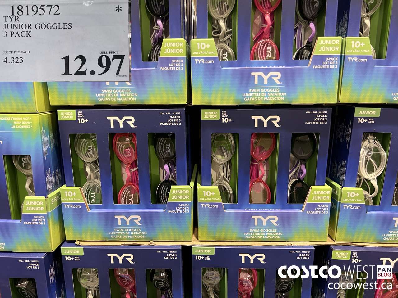 1819572 TYR JUNIOR GOGGLES 3 PACK $12.97