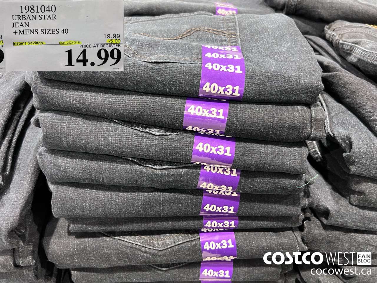 1981040 URBAN STAR JEAN MENS SIZES 40 ($5.00 INSTANT SAVINGS EXPIRES ON 2025-08-31) $14.99