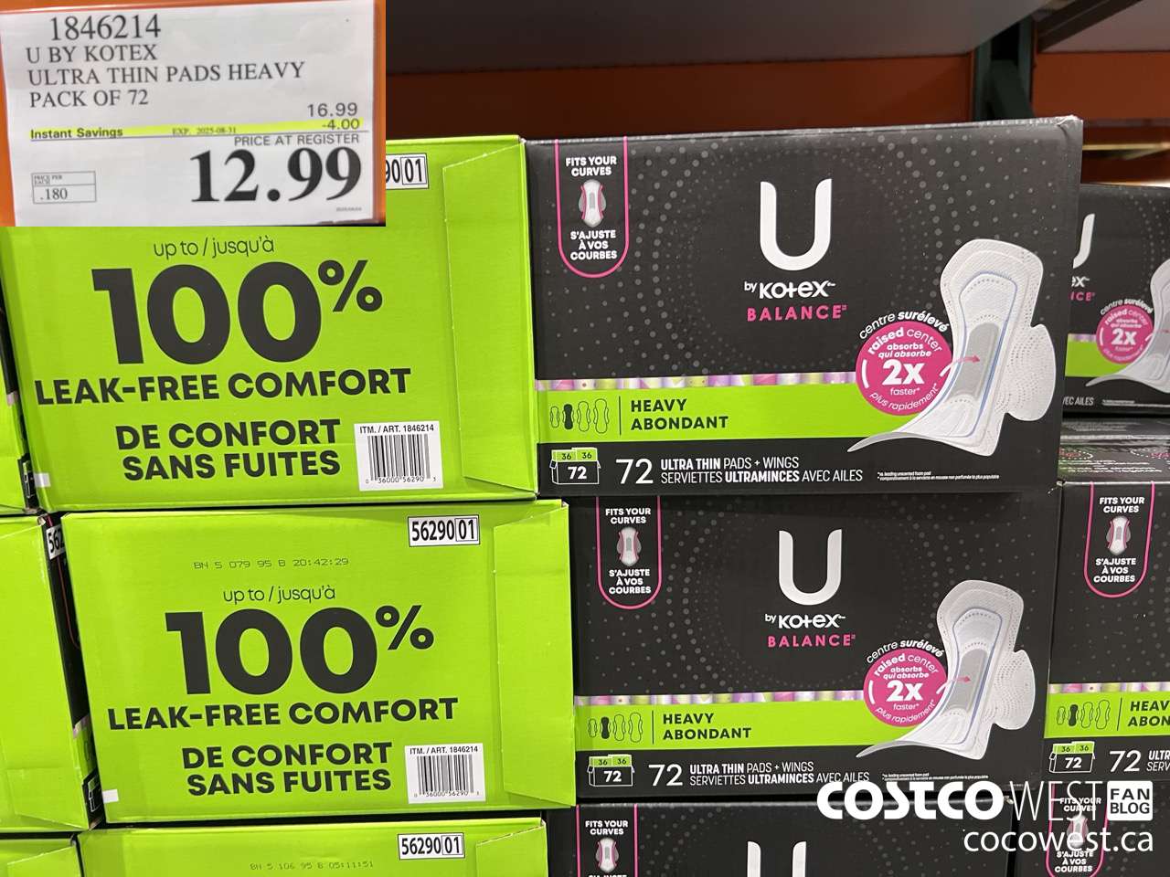 1846214 U BY KOTEX ULTRA THIN PADS HEAVY PACK OF 72 ($4.00 INSTANT SAVINGS EXPIRES ON 2025-08-31) $12.99