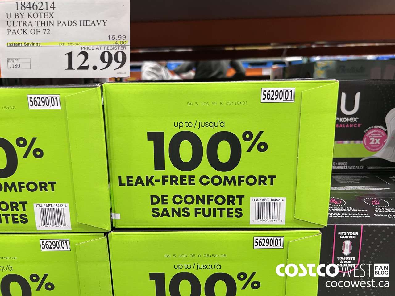 1846214 U BY KOTEX ULTRA THIN PADS HEAVY PACK OF 72 ($4.00 INSTANT SAVINGS EXPIRES ON 2025-08-31) $12.99