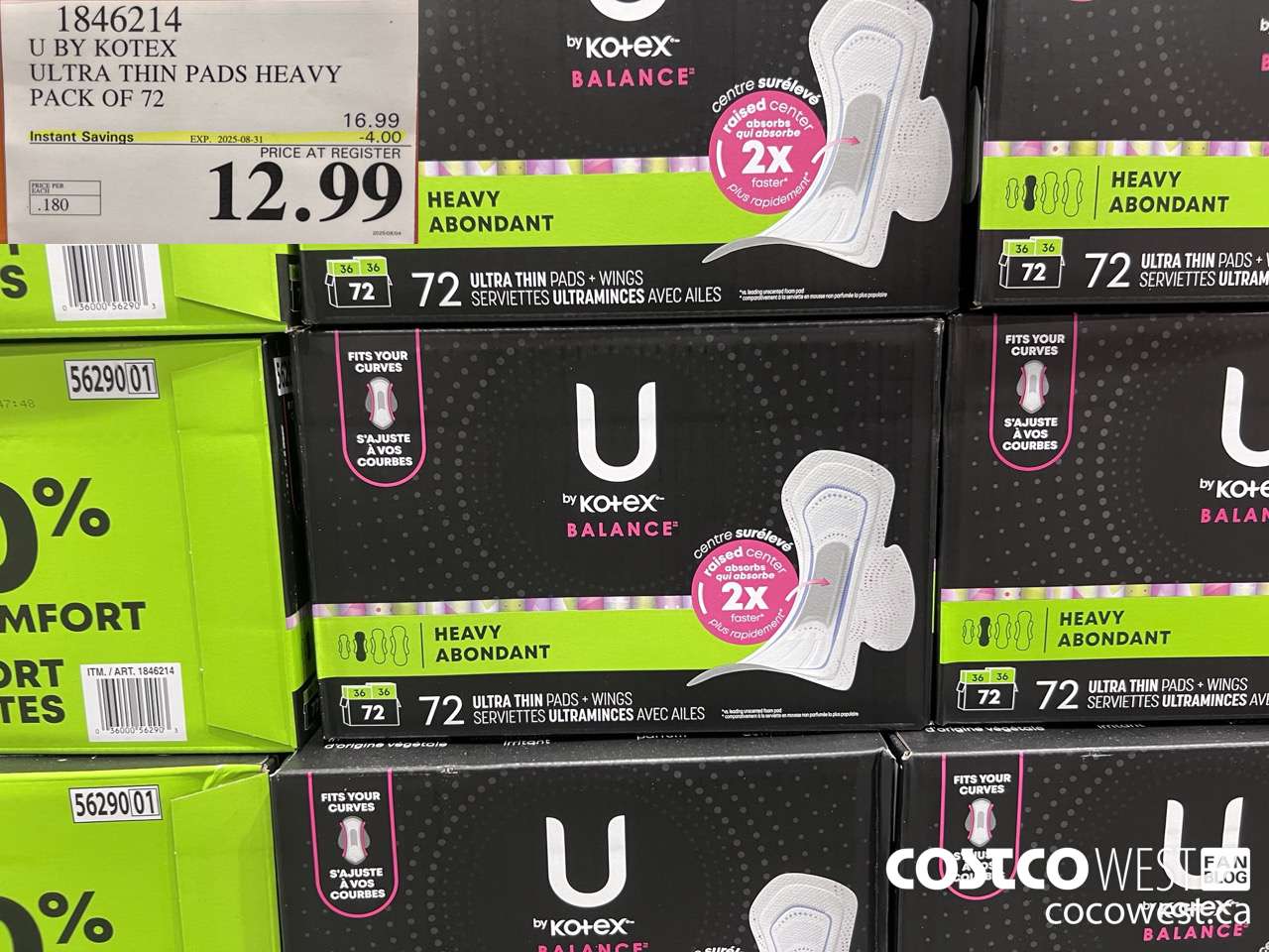 1846214 U BY KOTEX ULTRA THIN PADS HEAVY PACK OF 72 ($4.00 INSTANT SAVINGS EXPIRES ON 2025-08-31) $12.99