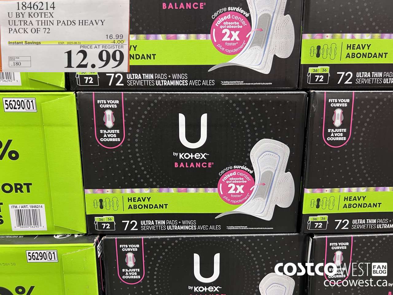1846214 U BY KOTEX ULTRA THIN PADS HEAVY PACK OF 72 ($4.00 INSTANT SAVINGS EXPIRES ON 2025-08-31) $12.99