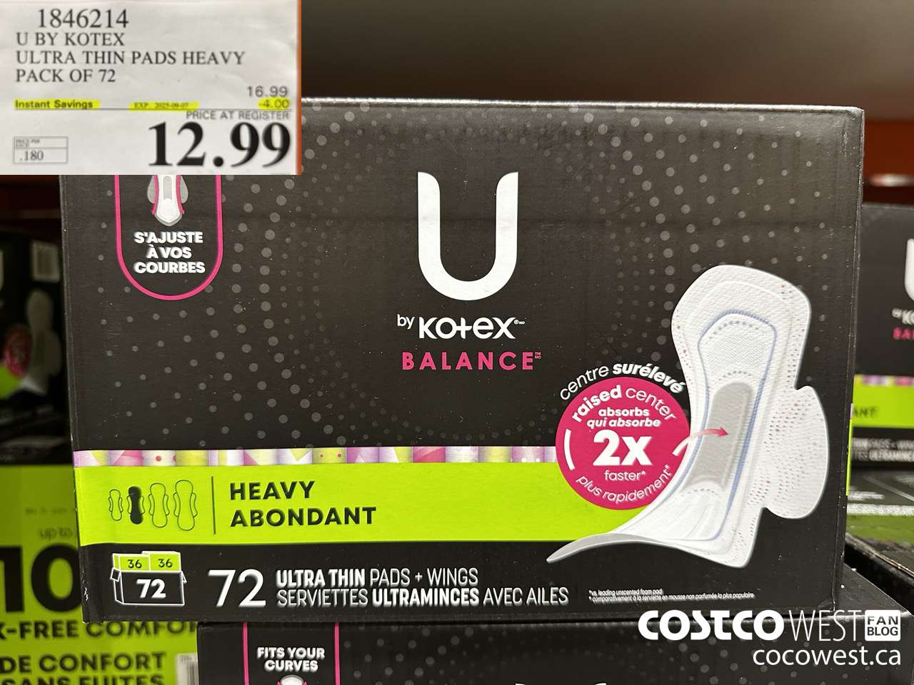 1846214 U BY KOTEX ULTRA THIN PADS HEAVY PACK OF 72 ($4.00 INSTANT SAVINGS EXPIRES ON 2025-09-07) $12.99