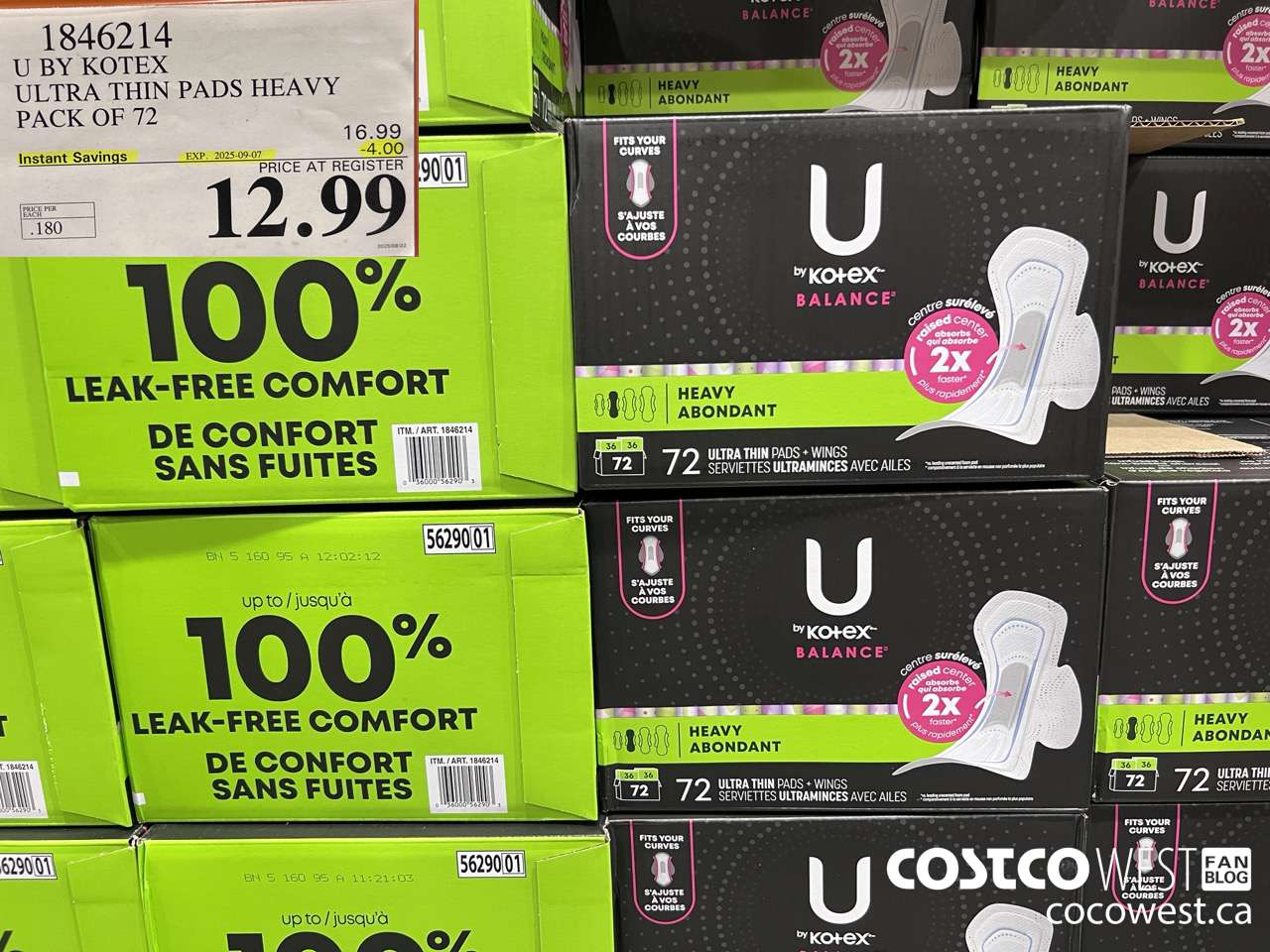 1846214 U BY KOTEX ULTRA THIN PADS HEAVY PACK OF 72 ($4.00 INSTANT SAVINGS EXPIRES ON 2025-09-07) $12.99