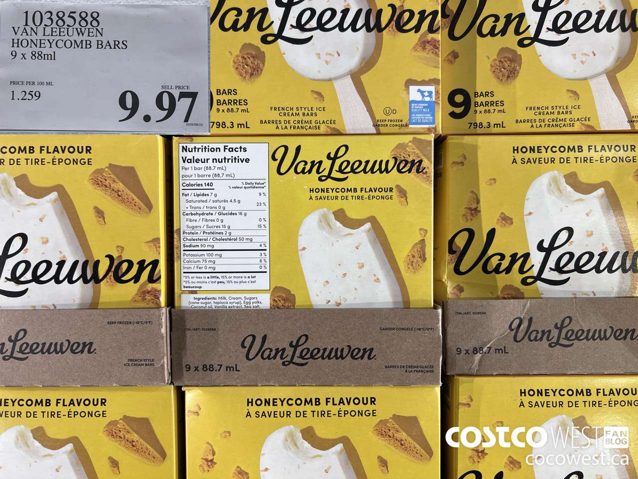 1038588 VAN LEEUWEN HONEYCOMB BARS 9 X 88ML $9.97